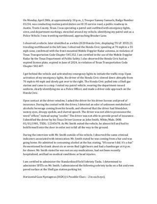 Preview of Traffic Stop – Arrest Report